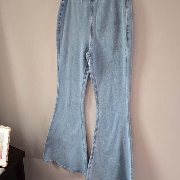 Women's Light Blue Flared Jeans - Picture 15 of 16